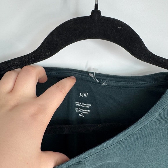 J. Jill Casual Organic Cotton Long Sleeve U Neck Middle Seam Full Length Top - Picture 3 of 3